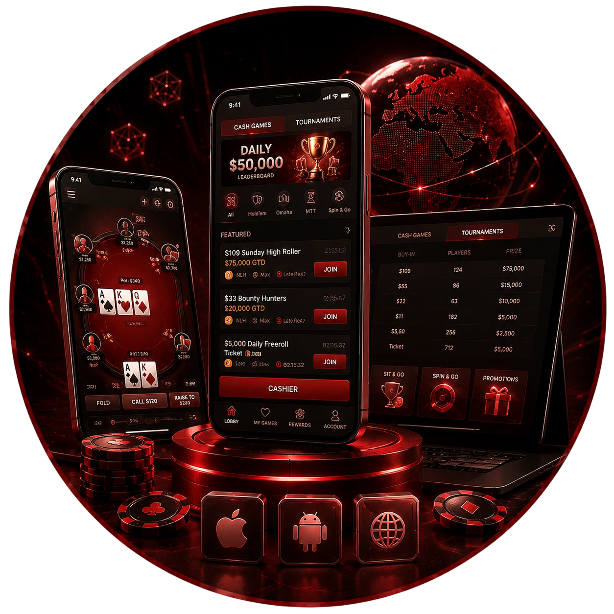 CoinPoker tournaments and cash games lobby across multi devices